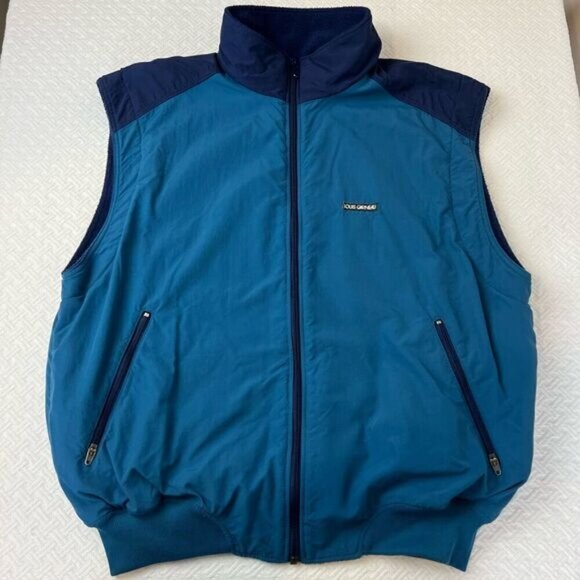 Vintage Louis Garneau Fleece Lined Nylon Blue Vest Jacket Zipper Hiking Biking M - Picture 14 of 15